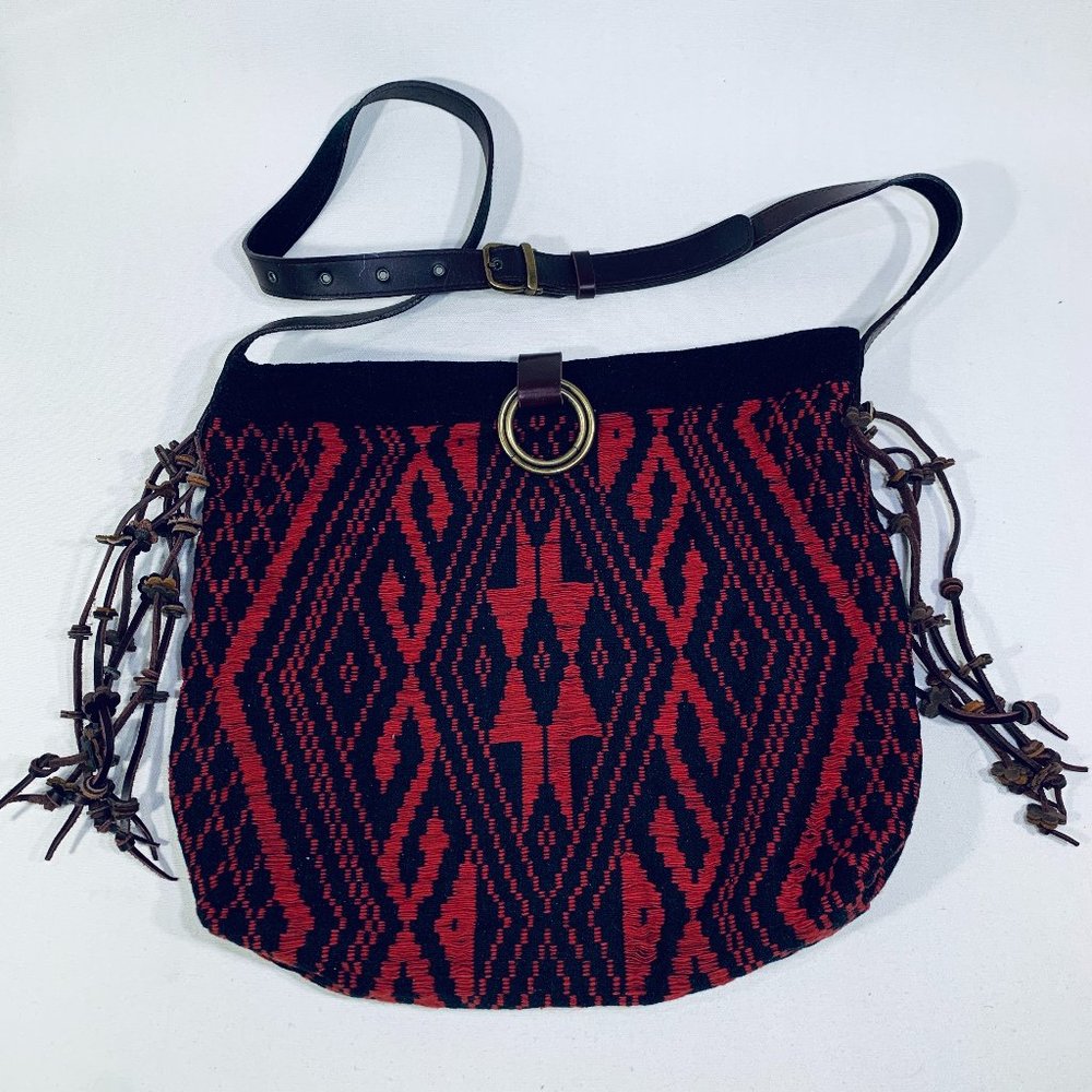 Jade Tribe Red Black Handbag Hobo